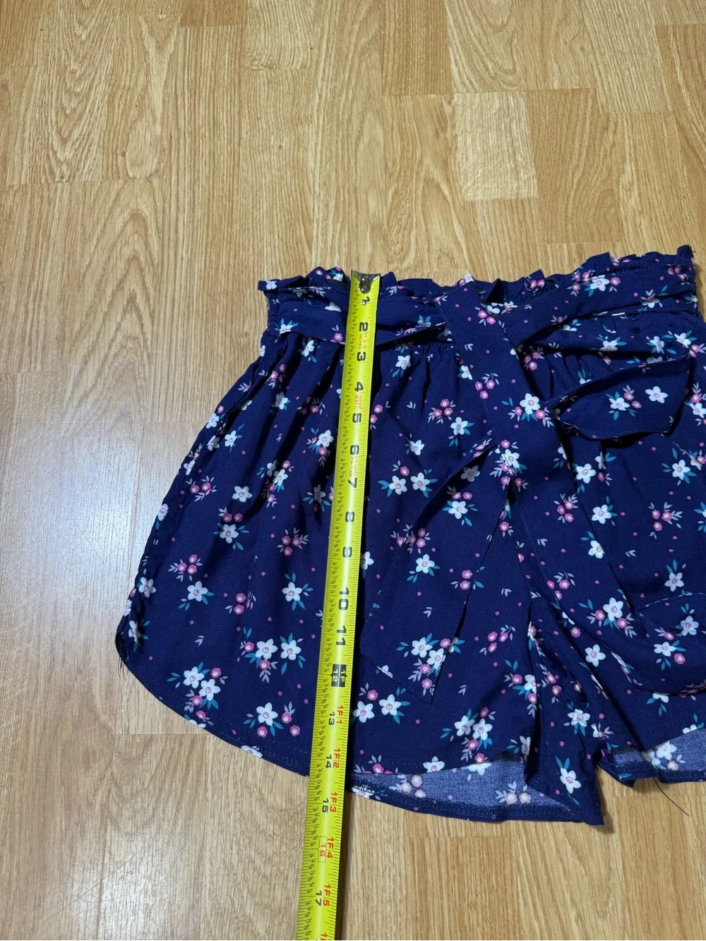 Bundle of 2 Navy Floral and Black Stripe High Waist Women’s Shorts - Size M